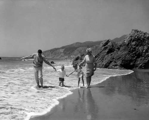 Family on Malibu beach