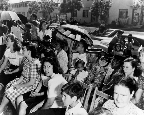 Residents watch a program, Ramona Gardens