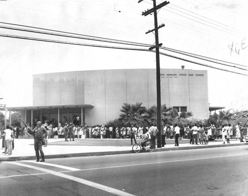 Families receive food baskets, Watts Riots
