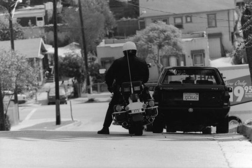 Motorcycle policeman at work