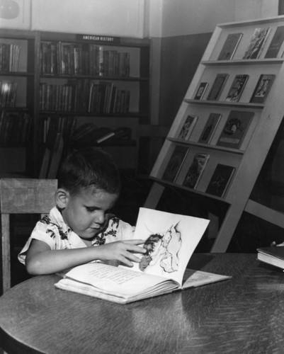 Visually handicapped boy, Cahuenga Branch