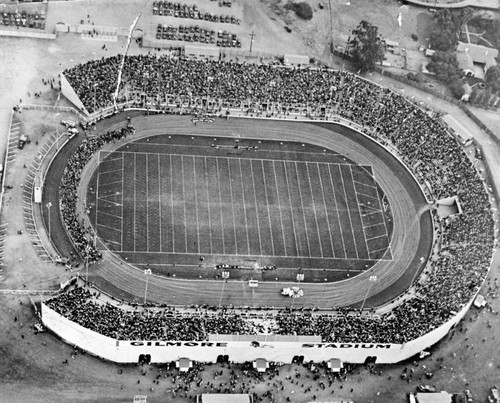 Packed crowd at Gilmore Stadium