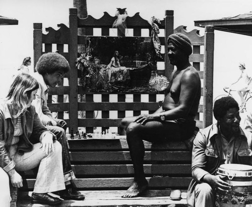 African Americans play chess at Venice Beach