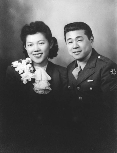 Charles and Misao Okada, wedding portrait