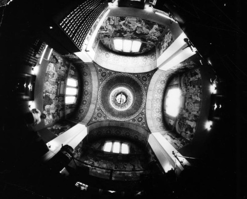 Unique view of rotunda ceiling, Central Library