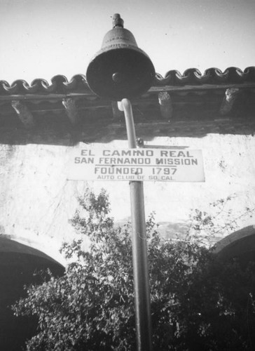 El Camino Real bell at the San Fernando Mission