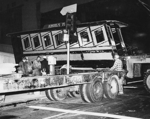 Moving an Angels Flight car into storage