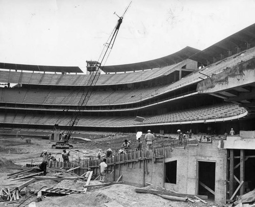 Chavez Ravine under construction