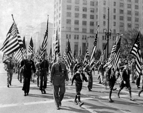 Boy Scouts march in Armistice Day parade