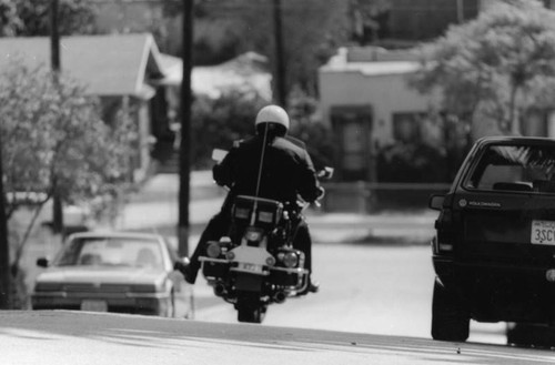 Motorcycle policeman at work