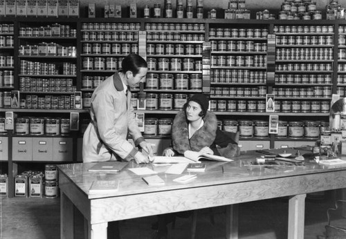 Customer at Sherwin Williams paint store