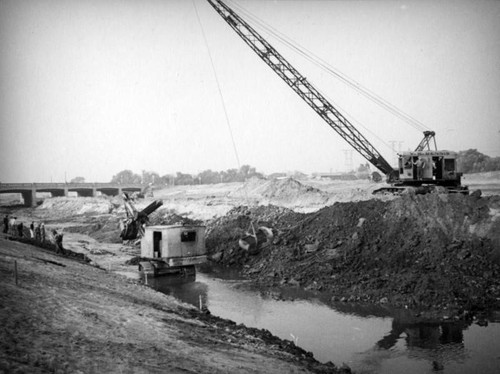 Digging a trench for the Los Angeles River