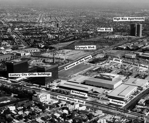 Aerial view of Century City in 1965