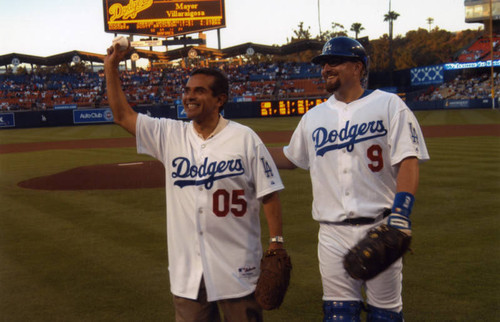 Antonio Villaraigosa and Jason Phillips, Dodger Stadium