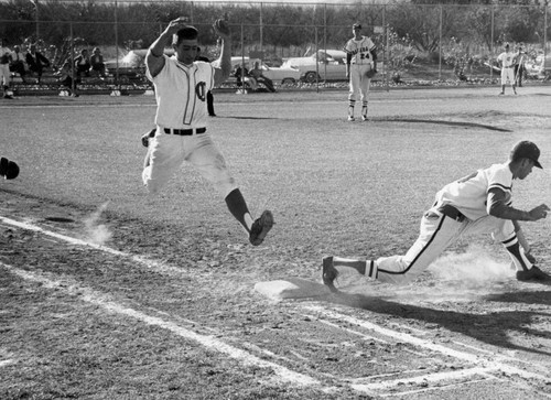 Granada Hills' Fred Kraus missed being safe at first by a step