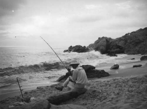 Fishing on the beach, Laguna Beach