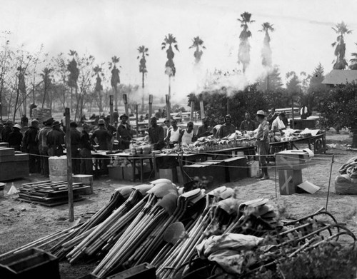 Supply camp for Malibu fire fighters