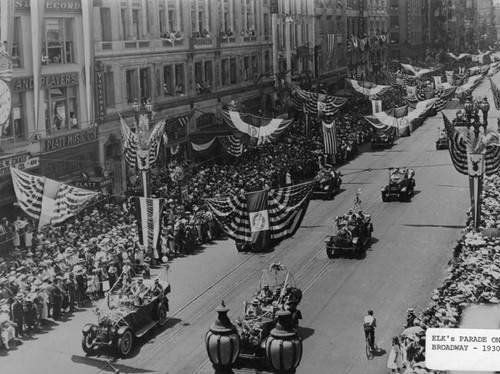 Elk's parade on Broadway, 1930