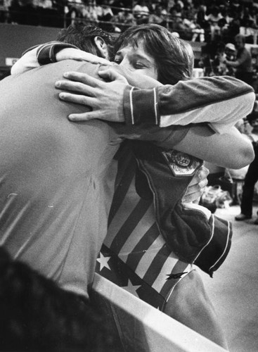 Mary Lou Retton hugs coach