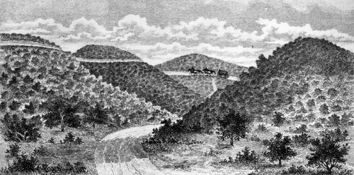 Early drawing of Cahuenga Pass