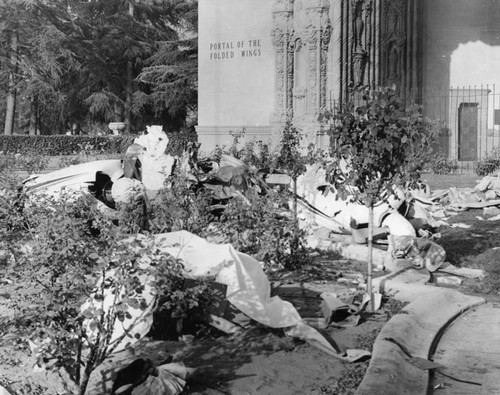 Crash wreckage at Portal of Folded Wings monument