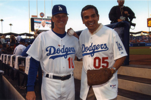 Antonio Villaraigosa and Jim Tracy, Dodger Stadium