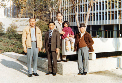 Family reunion in Downtown Los Angeles