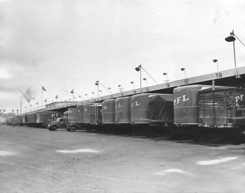 Trucks during railroad strike