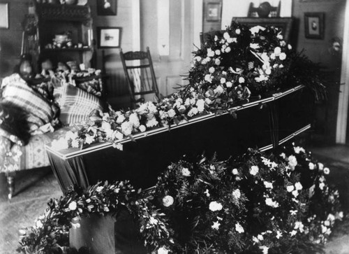 Coffin with flowers