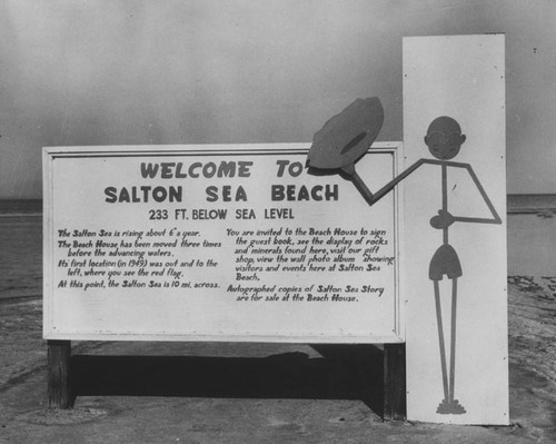 Welcome sign, Salton Sea Beach