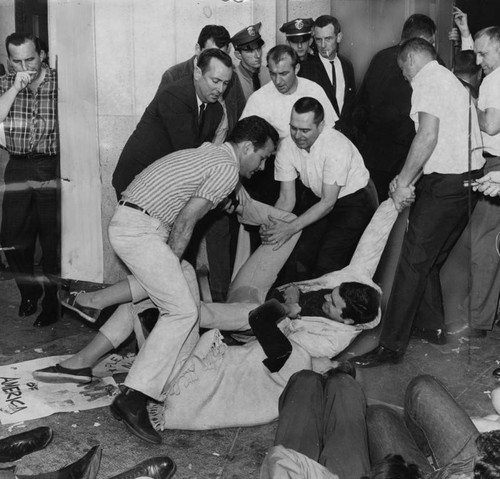 Demonstrators at Los Angeles Federal Building