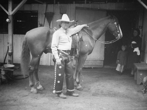 Man showing off his horse at the Los Angeles County Fair