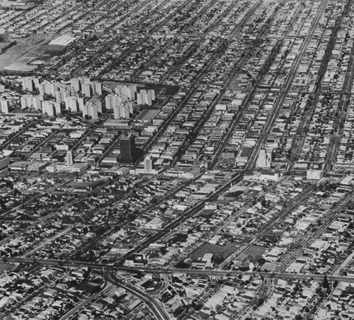 Aerial view looking north over Wilshire