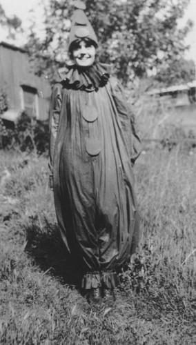 Woman in clown costume