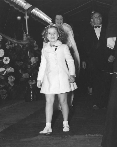 Actress Shirley Temple, "Wee Willie Winkie" premiere