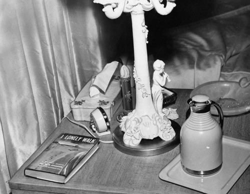 Lamp and nightstand next to Lana Turner's bed