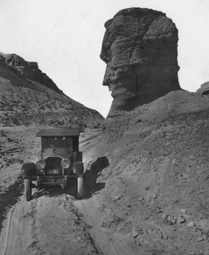 Stone carving in California desert