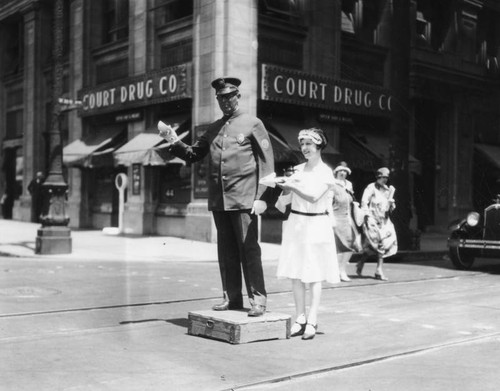 Traffic policeman has tea break