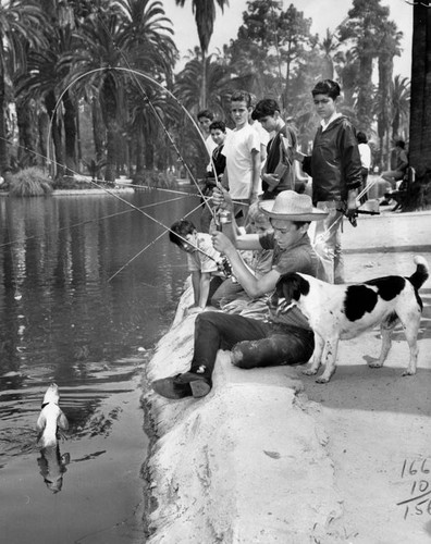 Fishing rodeo held at Echo Park Lake