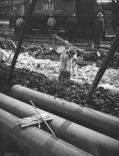 Working in the trenches on a P.E. construction project on Santa Monica