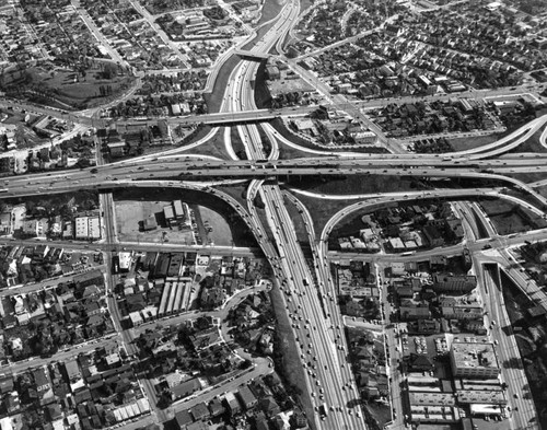 Aerial view of the four level interchange