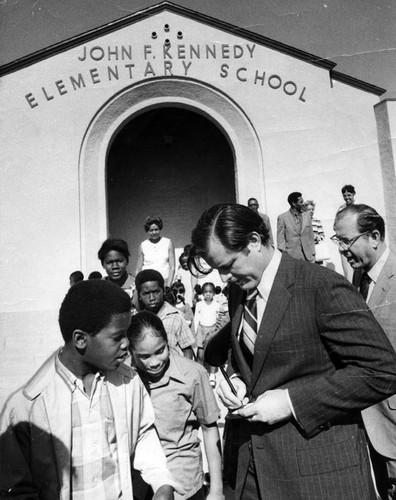 Ted Kennedy at Compton school