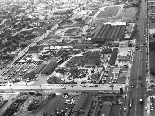 Slauson Avenue, State Street and Belgrave Avenue, Huntington Park, looking southwest