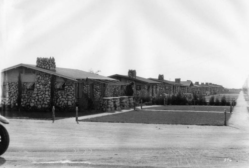 Identical stone bungalows