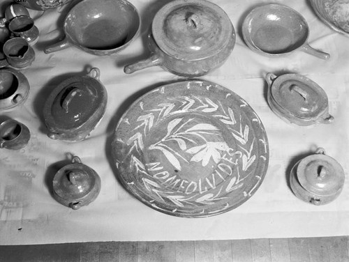 Mexican pottery art display