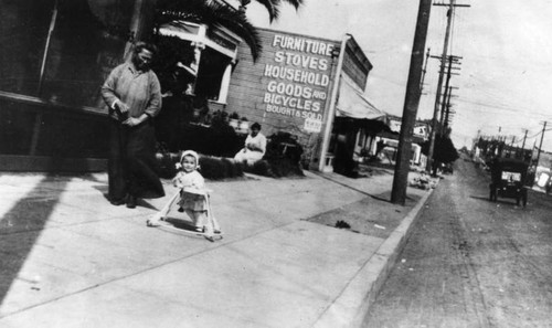 Mexican American woman and child on 1st Street