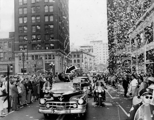 Stevenson in Los Angeles ticker tape parade