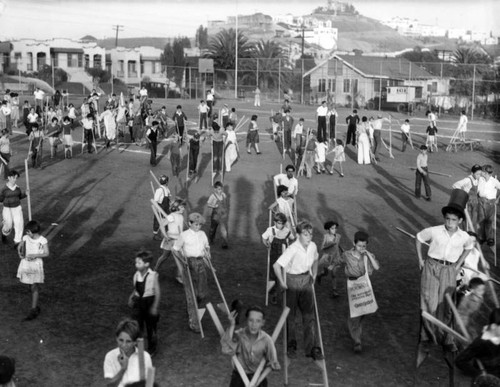 Youngsters on stilts