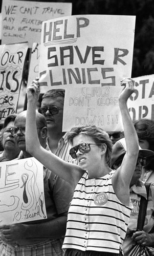 Protester shows her support for clinics