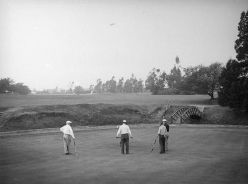 Playing near the barranca at the Wilshire Country Club